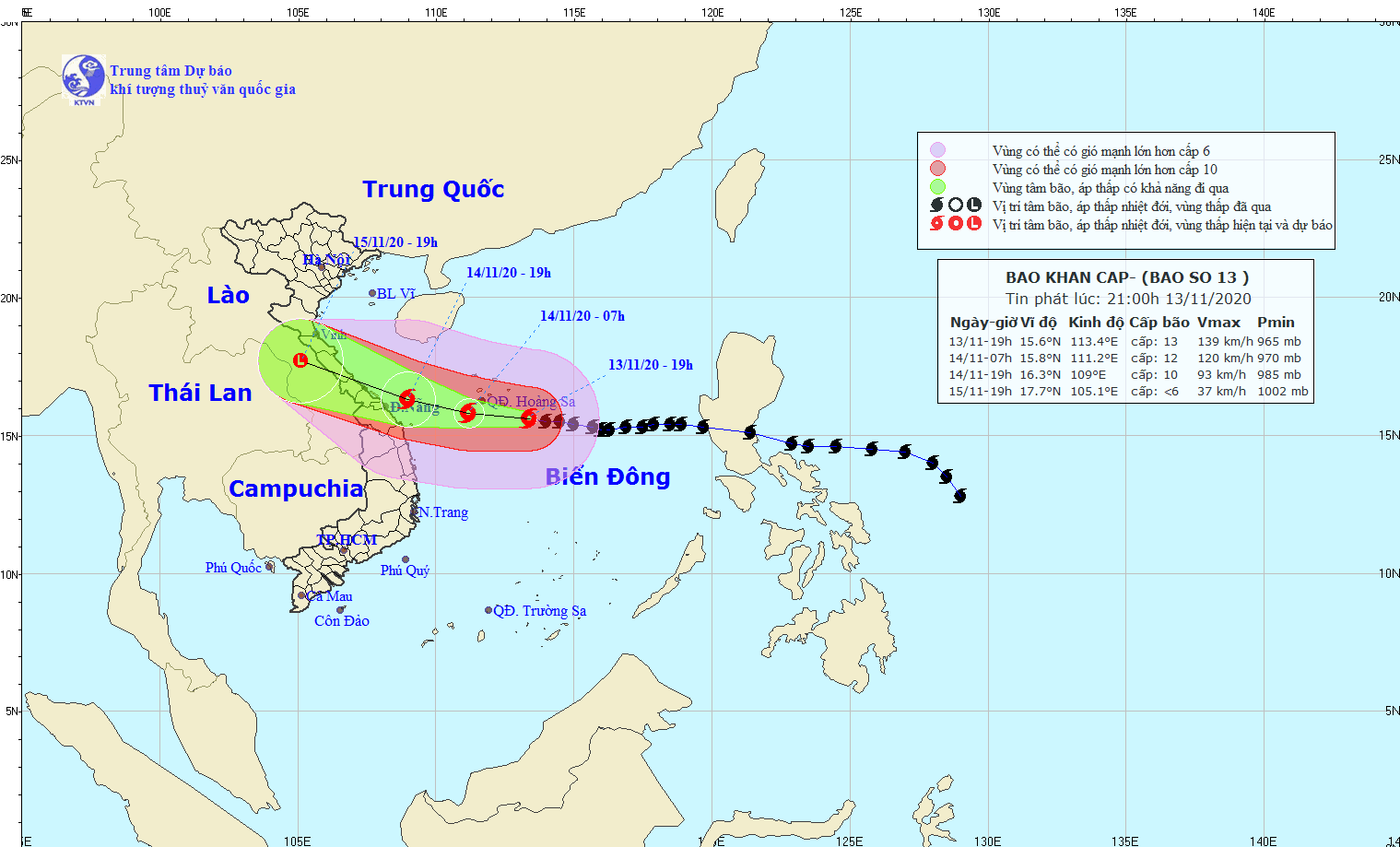 Cập nhật diễn biến bão số 13: Cập nhật diễn biến bão số 13: