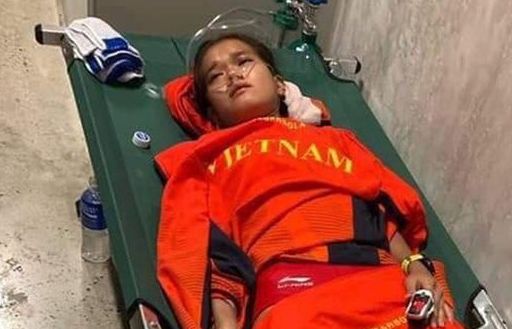 Dù kiệt sức, Phạm Thị Hồng Lệ vẫn nỗ lực hết sức để đoạt huy chương marathon 42km