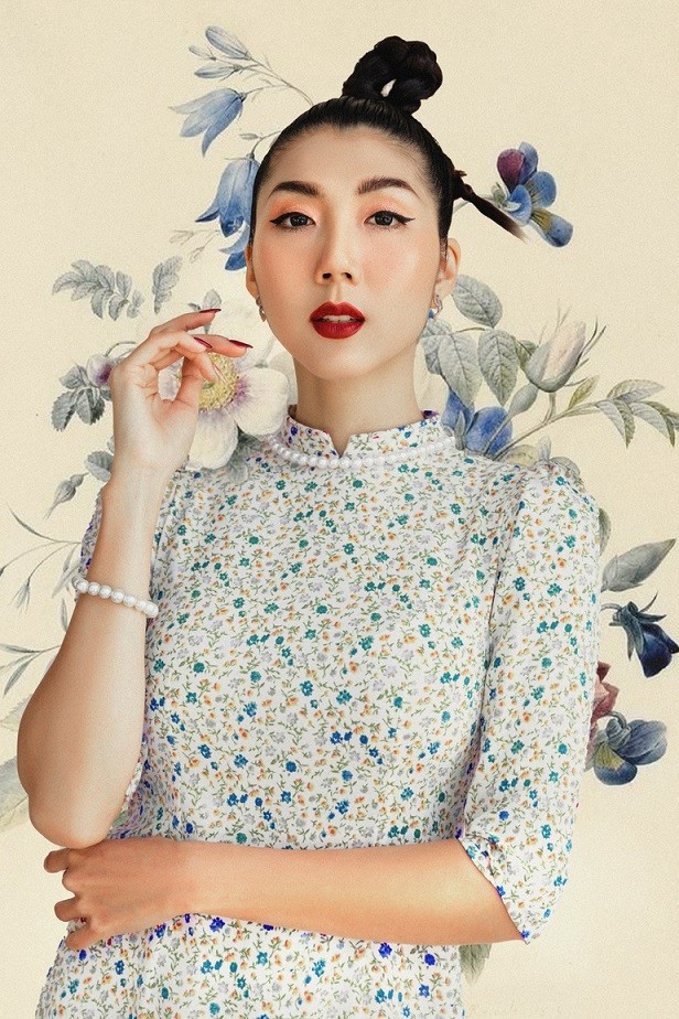 Cựu siêu mẫu Ngọc Quyên gửi nỗi nhớ quê nhà vào bộ trang phục áo dài Xuân cách điệu