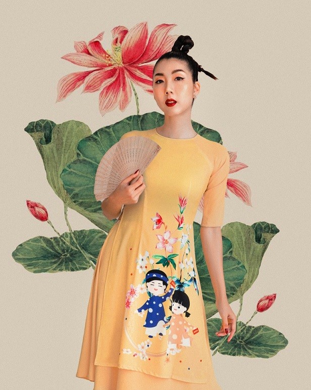 Cựu siêu mẫu Ngọc Quyên gửi nỗi nhớ quê nhà vào bộ trang phục áo dài Xuân cách điệu