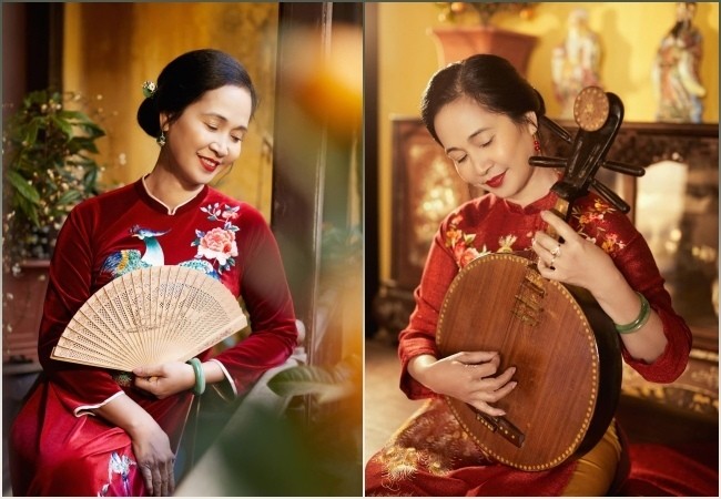 NSND Lan Hương đằm thắm, dịu dàng trong tà áo dài truyền thống tông màu trầm