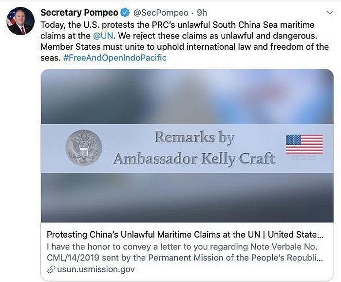 Vì sao Mỹ lên tiếng trên 'mặt trận' pháp lý tại Biển Đông? vi sao my len tieng tren mat tran phap ly tai bien dong