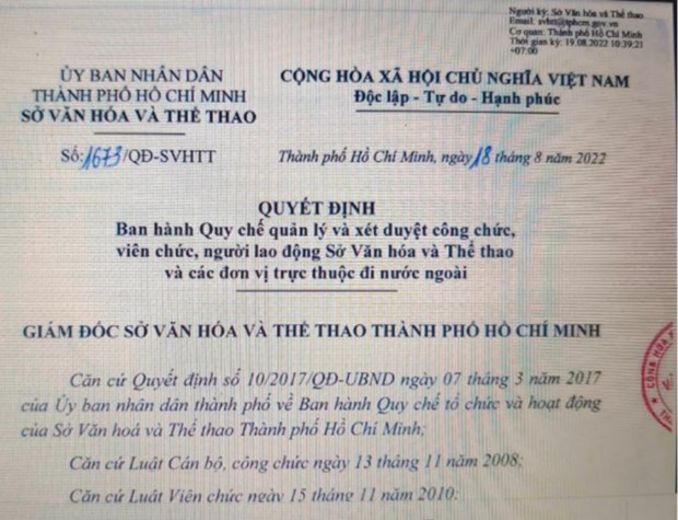 TP Hồ Chí Minh kêu gọi văn nghệ sĩ khi ra nước ngoài phải ý thức trách nhiệm công dân và giữ gìn hình ảnh người của công chúng