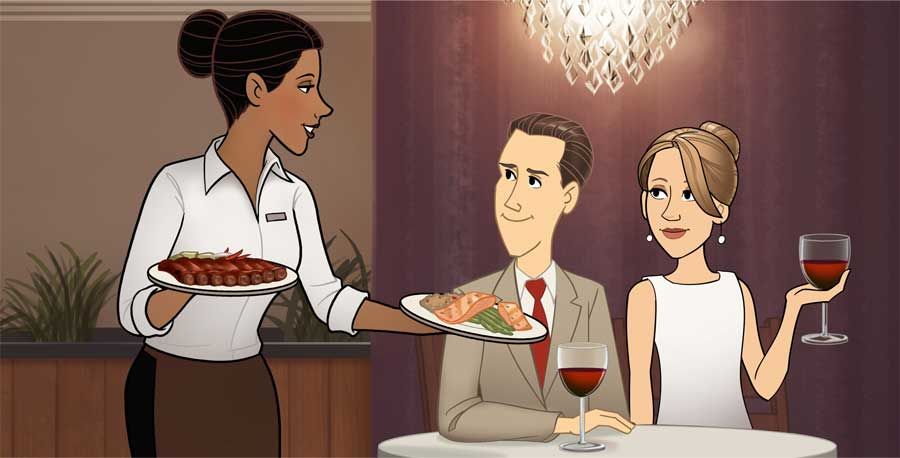 tren ban tiec nen tiep thuc an cho khach nhu the nao