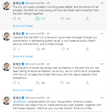 Lãnh đạo Nhật Bản, Hàn Quốc chúc mừng tân Tổng thống Mỹ Joe Biden, hy vọng củng cố quan hệ đồng minh với Mỹ