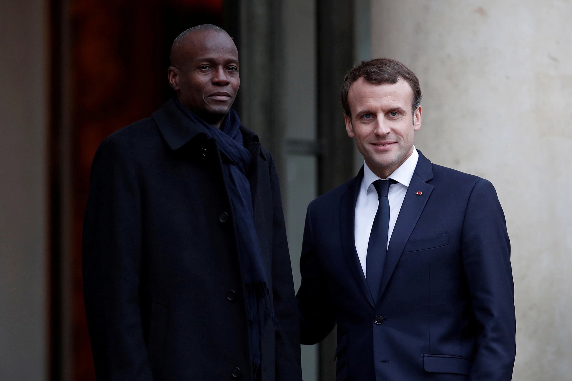 Tổng thống Haiti Jovenel Moise và Tổng thống Pháp Emmanuel Macron trong chuyến thăm Pháp năm 2017. (Nguồn: Reuters) Tổng thống Haiti Jovenel Moise và Tổng thống Pháp Emmanuel Macron trong chuyến thăm Pháp năm 2017. (Nguồn: Reuters)