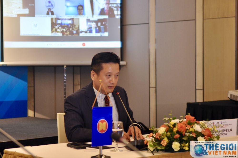 TS. Nguyễn Hùng Sơn, Phó Giám đốc Học viện Ngoại giao Việt Nam phát biểu tại phiên khai mạc Đối thoại. (Ảnh: Q.Đ) Đẩy mạnh quan hệ ASEAN-Hàn Quốc thông qua đối thoại chiến lược các cơ quan nghiên cứu