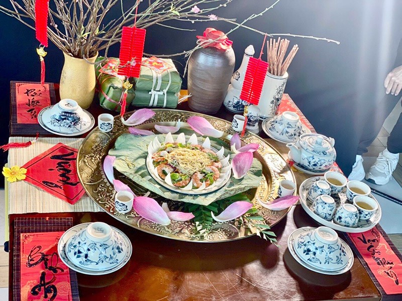 Mâm cỗ Quốc cổ Thăng Long do Nghệ nhân Tam Chúc thực hiện.