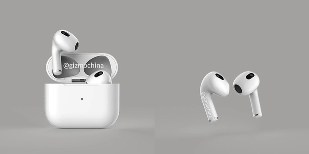 Hình ảnh render của AirPods 3. Hình ảnh render của AirPods 3.