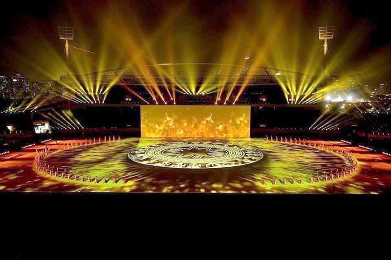 Sân khấu hoàng tráng Lễ khai mạc SEA Games 31 tại sân vận động Quốc gia Mỹ Đình.