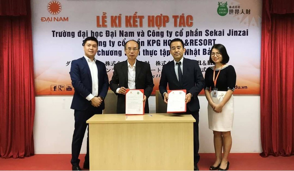 Khoa Ngôn ngữ & Văn hóa Nhật Bản đã tổ chức kí kết hợp tác chiến lược về chương trình thực tập có lương tại Nhật Bản với Công ty CP Sekai Jinzai và Công ty CP KPG Hotel & Resort.