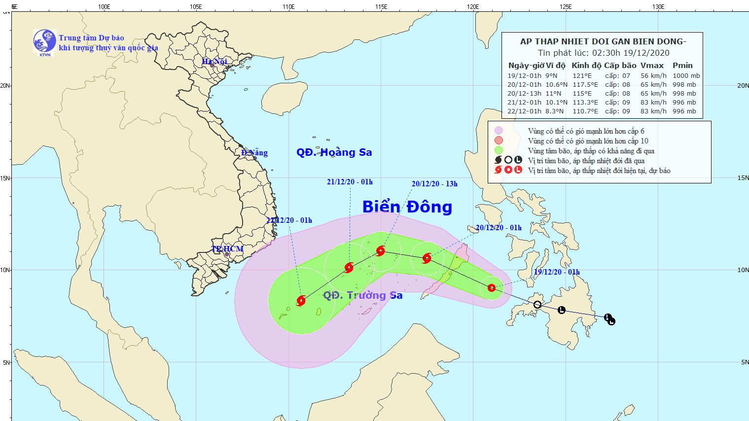 Áp thấp nhiệt đới giật cấp 9 đang đi vào Biển Đông, có khả năng mạnh lên thành bão