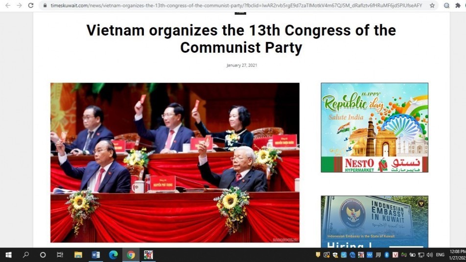 Bế mạc Đại hội XIII của Đảng: Truyền thông quốc tế tin tưởng vào định hướng phát triển của Việt Nam