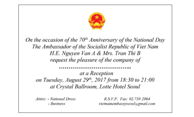 Mẫu giấy mời Quốc khánh.