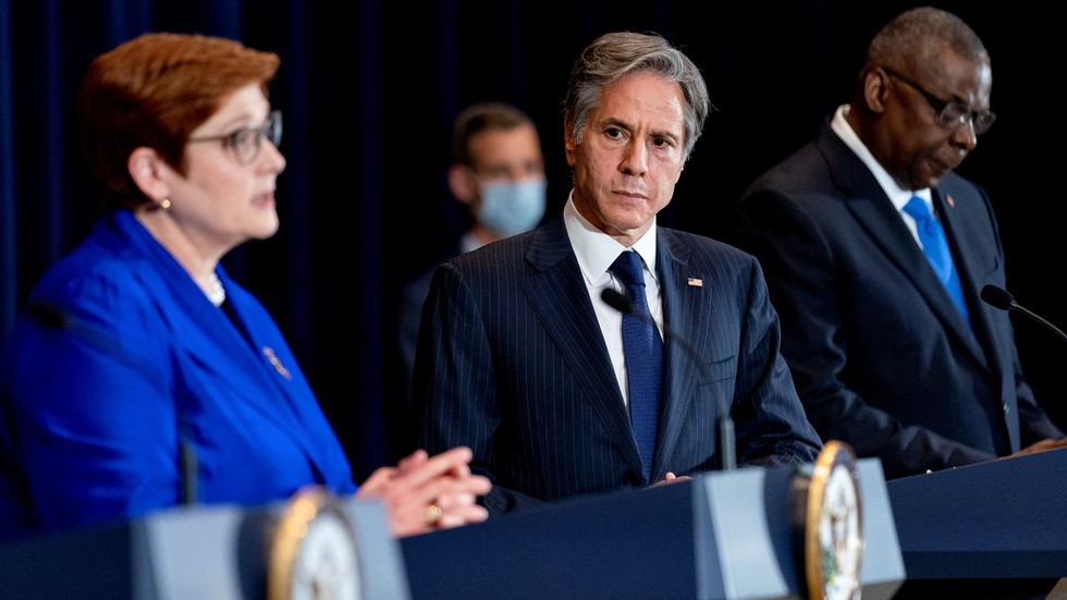 Ngoại trưởng Australia Marise Payne, Ngoại trưởng Mỹ Antony Blinken tại cuộc họp báo ngày 16/9. (Nguồn: AP) Ngoại trưởng Australia Marise Payne, Ngoại trưởng Mỹ Antony Blinken tại cuộc họp báo ngày 16/9. (Nguồn: AP)