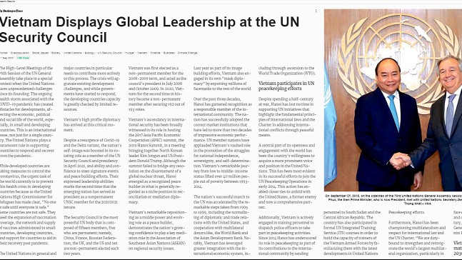 Báo Mỹ ca ngợi vai trò lãnh đạo nổi bật của Việt Nam trong các vấn đề toàn cầu