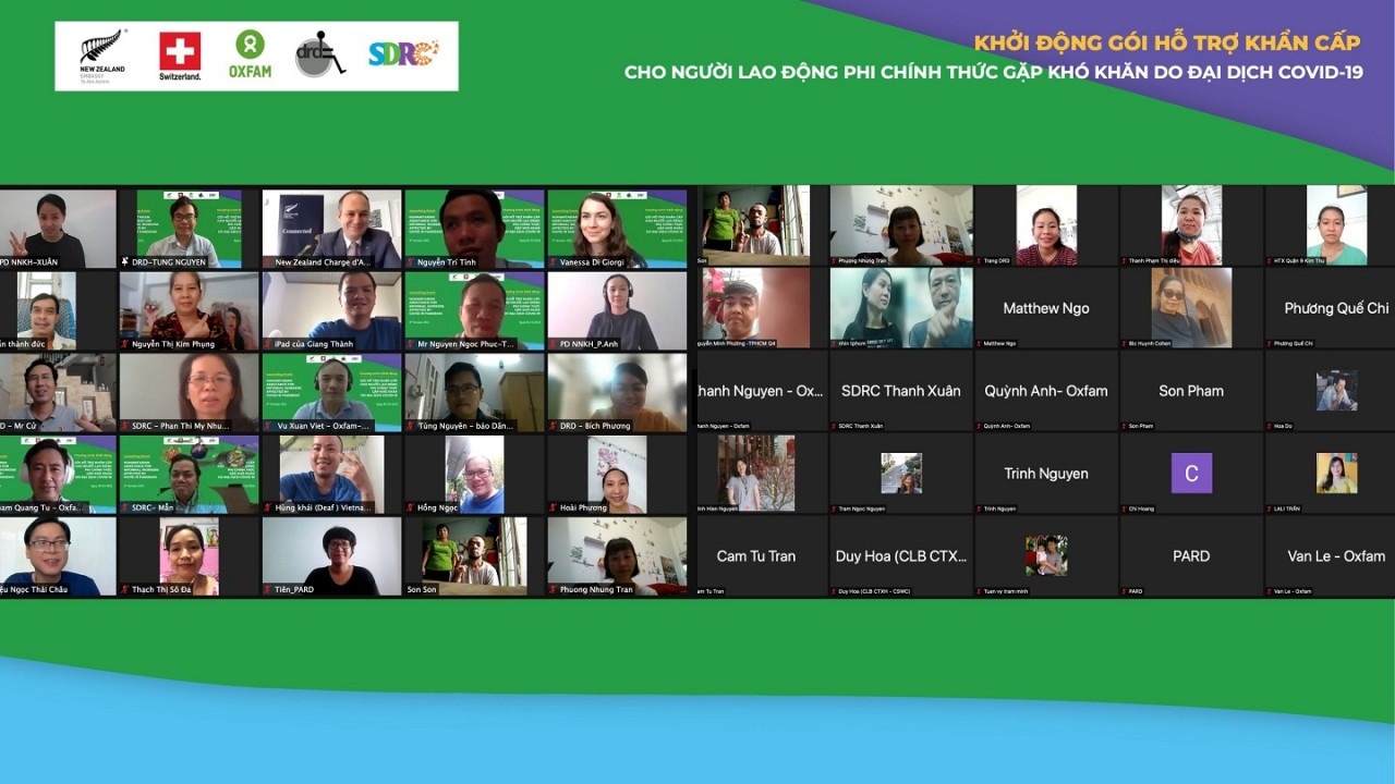 Sự kiện Oxfam tại Việt Nam phối hợp với Đại sứ quán New Zealand và Đại sứ quán Thụy Sỹ công bố khoản viện trợ nhân đạo trị giá gần 1,3 tỷ đồng để hỗ trợ những người lao động di cư gặp khó khăn do ảnh hưởng của dịch Covid-19 tại thành phố Hồ Chí Minh. Sự kiện Oxfam tại Việt Nam phối hợp với Đại sứ quán New Zealand và Đại sứ quán Thụy Sỹ công bố khoản viện trợ nhân đạo trị giá gần 1,3 tỷ đồng để hỗ trợ những người lao động di cư gặp khó khăn do ảnh hưởng của dịch Covid-19 tại thành phố Hồ Chí Minh.