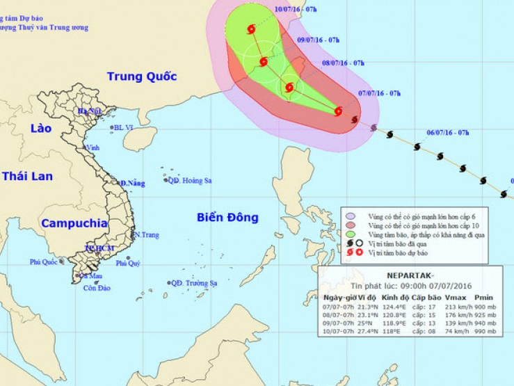 Tình hình mới nhất về siêu bão Nepartak