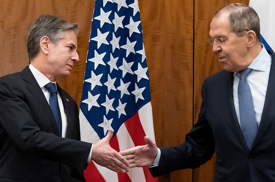 Ngoại trưởng Nga Lavrov và người đồng cấp Mỹ Antony Blinken trong cuộc hội đàm tại Geneva ngày 21/1. (Nguồn: AFP) Ngoại trưởng Nga Lavrov và người đồng cấp Mỹ Antony Blinken trong cuộc hội đàm tại Geneva ngày 21/1. (Nguồn: AFP)
