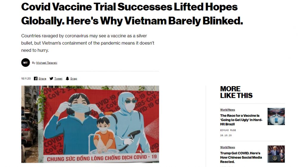 Truyền thông Mỹ nêu lý do Việt Nam không coi vaccine là 'viên đạn bạc' và ‘đủng đỉnh’ trong cuộc chiến với Covid-19