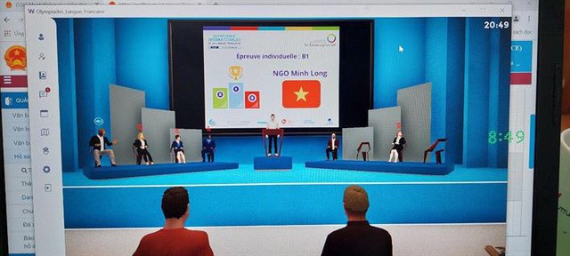 Lễ trao giải trực tuyến cho em Ngô Minh Long tại cuộc thi Olympiad Tiếng Pháp 2021. (Ảnh chụp màn hình) Lễ trao giải trực tuyến cho em Ngô Minh Long tại cuộc thi Olympiad Tiếng Pháp 2021. (Ảnh chụp màn hình)
