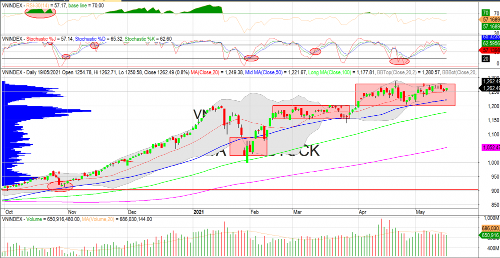 Thị trường chứng khoán ngày 19/05/2020: Đồ thị VN-Index. (Nguồn: MegaBot) Thị trường chứng khoán ngày 19/05/2020: Đồ thị VN-Index. (Nguồn: MegaBot)