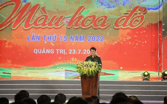 Đại tướng Lương Cường - Ủy viên Bộ Chính trị, Chủ nhiệm Tổng cục Chính trị Quân đội nhân dân phát biểu tại buổi lễ