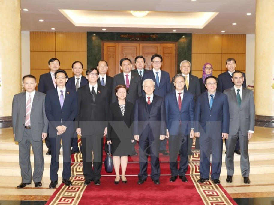 Tổng Bí thư tiếp Trưởng cơ quan đại diện Ngoại giao các nước ASEAN