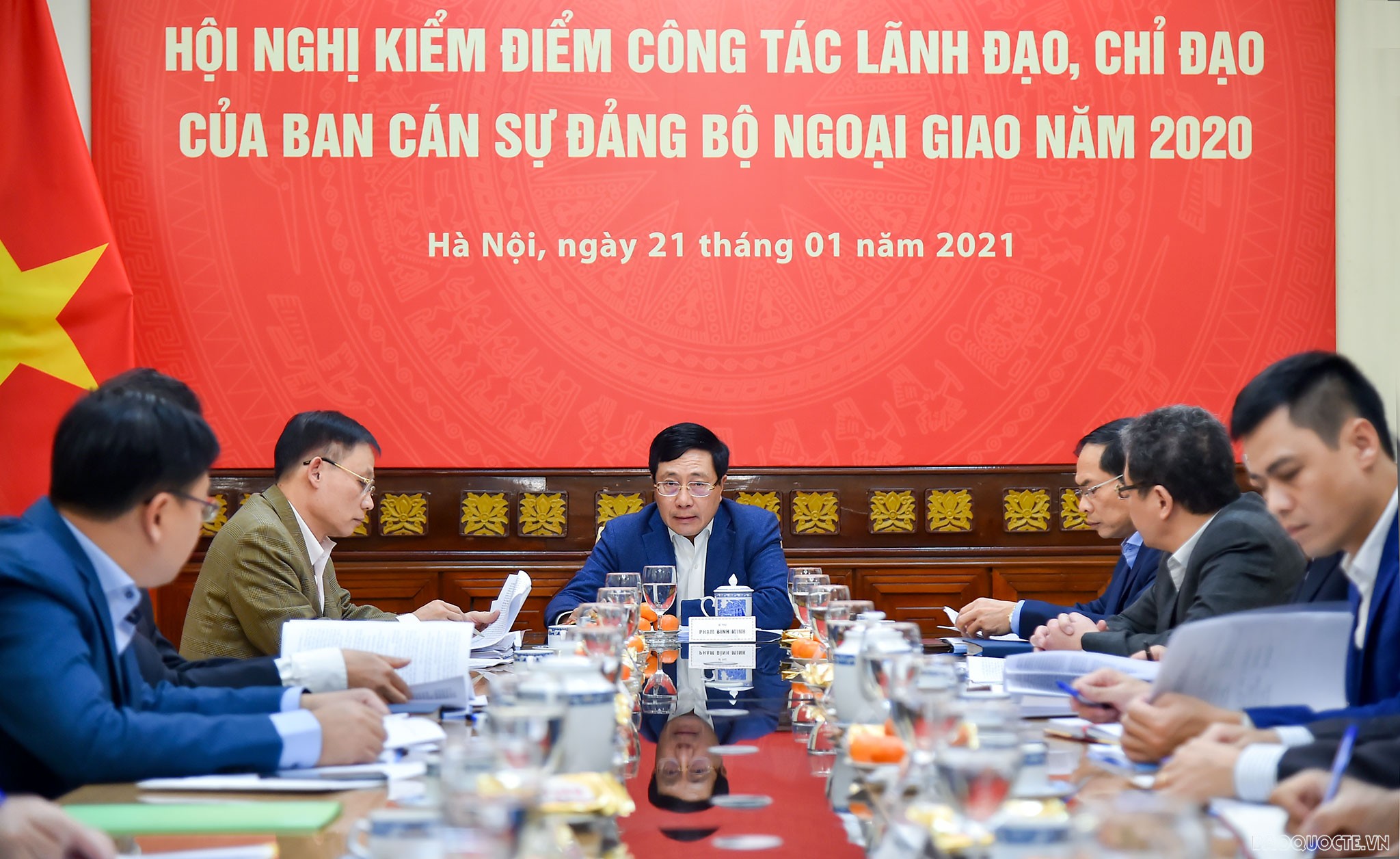 Ngày 21/1/2021, Phó Thủ tướng, Bộ trưởng Ngoại giao Phạm Bình Minh chủ trì Hội nghị kiểm điểm công tác lãnh đạo, chỉ đạo của Ban Cán sự Đảng Bộ Ngoại giao năm 2020. (Ảnh: Tuấn Anh) Ban cán sự đảng Bộ Ngoại giao kiểm điểm công tác lãnh đạo, chỉ đạo năm 2020