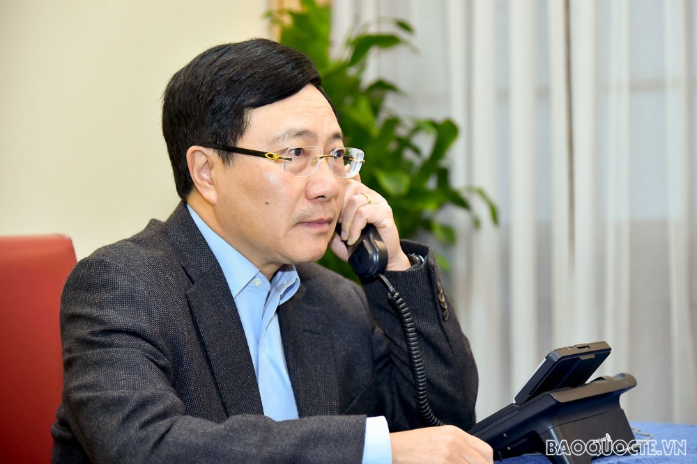 Phó Thủ tướng Phạm Bình Minh điện đàm với Ngoại trưởng Hoa Kỳ Antony Blinken