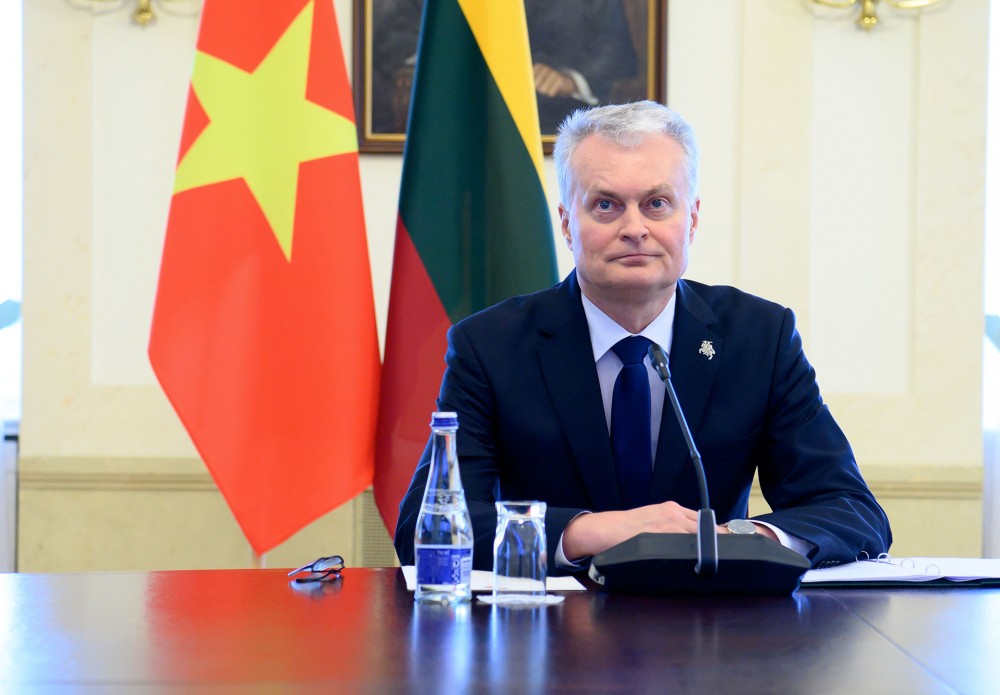 Tổng thống Litva Gitanas Nausėda trong Lễ trình Ủy nhiệm thư (Robertas Dackus - Văn phòng Tổng thống Litva)