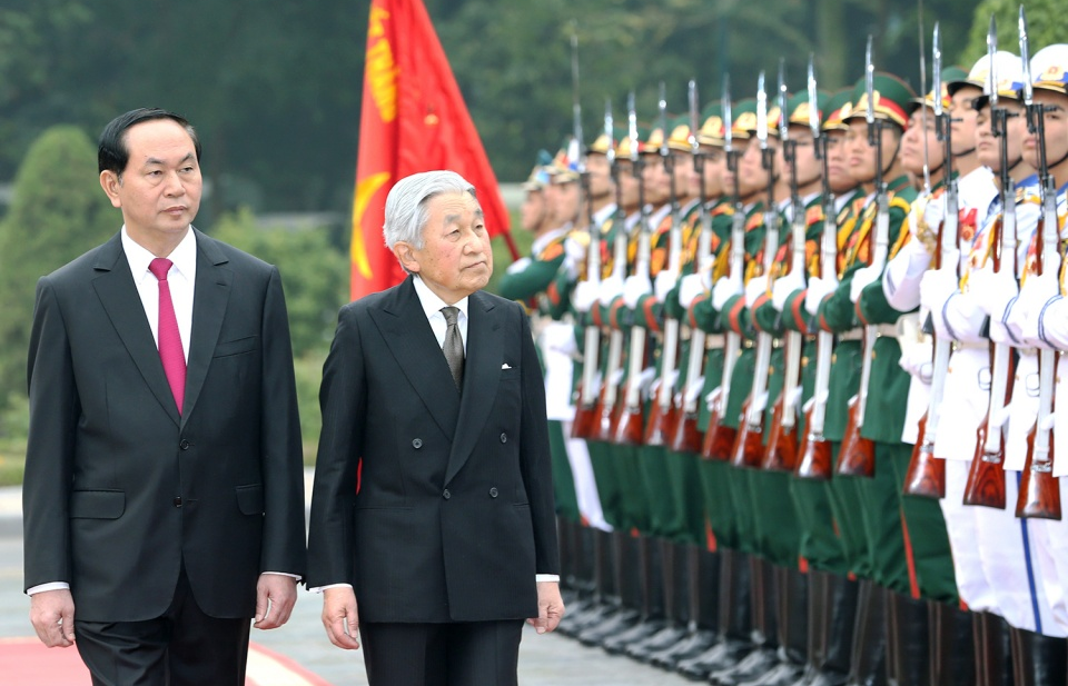 Chủ tịch nước chủ trì lễ đón chính thức Nhà vua Nhật Bản và Hoàng hậu