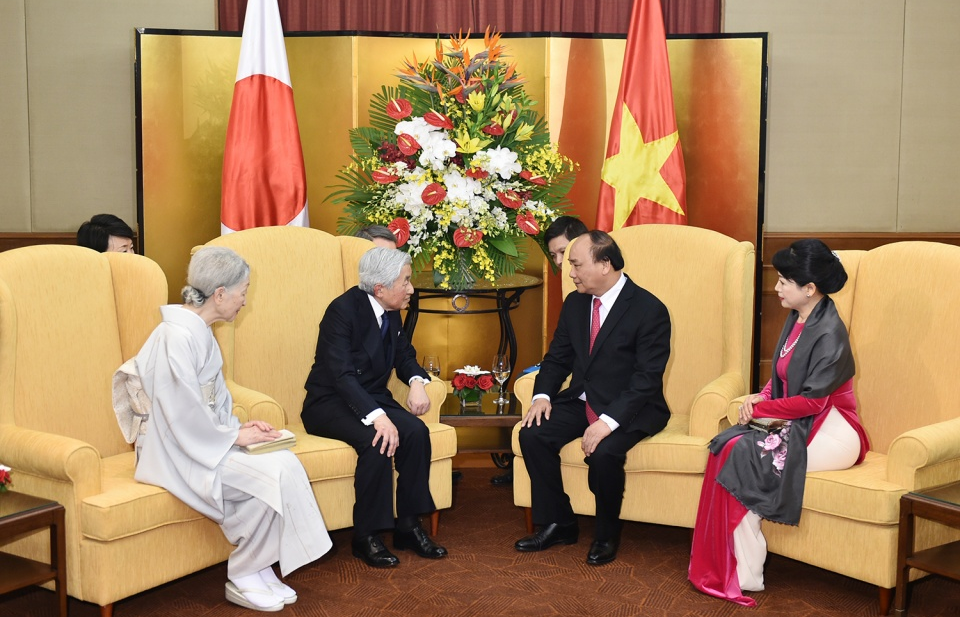 Thủ tướng Nguyễn Xuân Phúc hội kiến Nhà vua và Hoàng hậu Nhật Bản