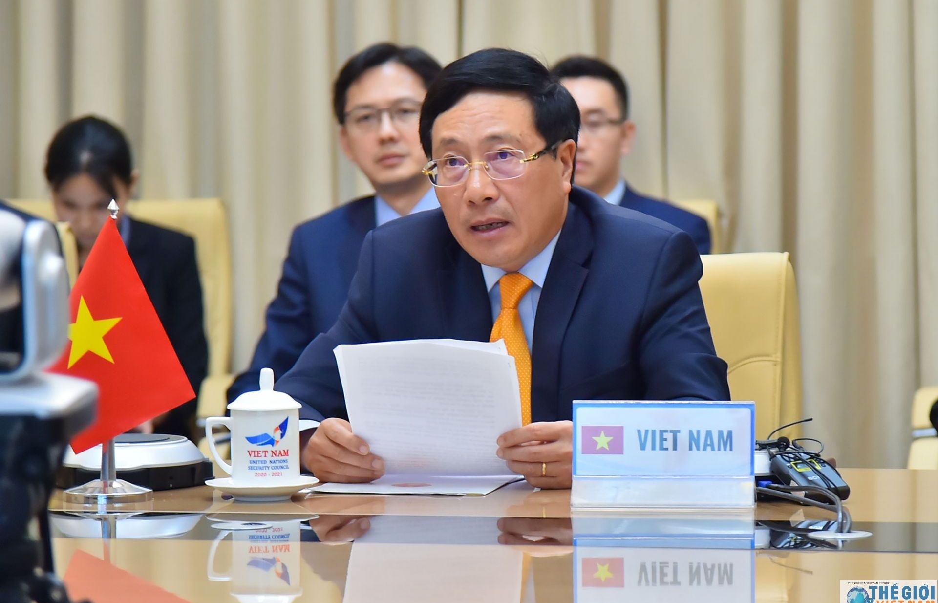 Phó Thủ tướng Phạm Bình Minh dự họp trực tuyến cấp cao HĐBA LHQ kỷ niệm 75 năm chấm dứt Chiến tranh Thế giới thứ hai