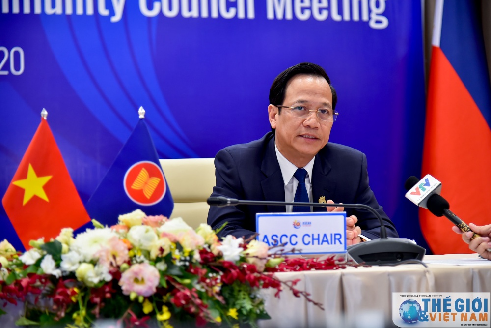 Bộ trưởng Bộ Lao động - Thương binh và Xã hội Đào Ngọc Dung mong muốn, tại Hội nghị này được nghe các ý kiến chia sẻ quan điểm của các Bộ trưởng liên quan về những nội dung ưu tiên, các ý tưởng hợp tác và phục hồi hậu Covid-19. (Ảnh: Tuấn Anh) khai mac hoi nghi hoi dong cong dong van hoa xa hoi asean lan thu 23