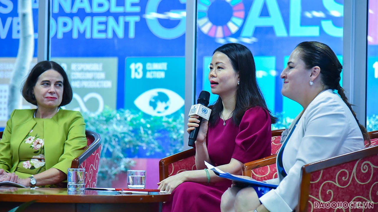 Ngày 16/6/2022, Đại sứ Australia tại Việt Nam Robyn Mudie nói chuyện tại UN. (Ảnh: Anh Sơn)