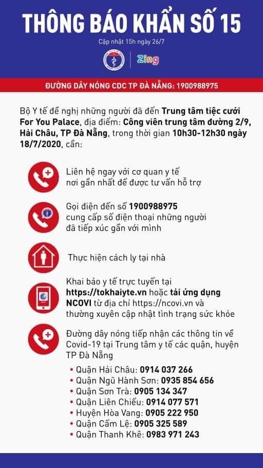 Covid-19 ở Đà Nẵng: Những người đã đến Trung tâm tiệc cưới For You Palace cần liên hệ cơ quan y tế covid 19 o da nang nhung nguoi da den trung tam tiec cuoi for you palace can lien he co quan y te