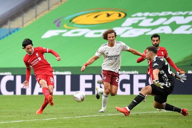 Minamino vào sân thay người ở giữa hiệp hai, anh ghi bàn quân bình tỉ số 1-1. arsenal-gianh-sieu-cup-nuoc-anh-mua-giai-20202021-7