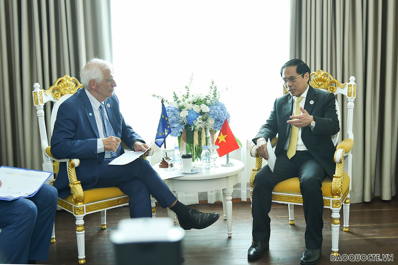 Toàn cảnh Bộ trưởng Ngoại giao Bùi Thanh Sơn tham dự ngày làm việc thứ ba tại AMM-55