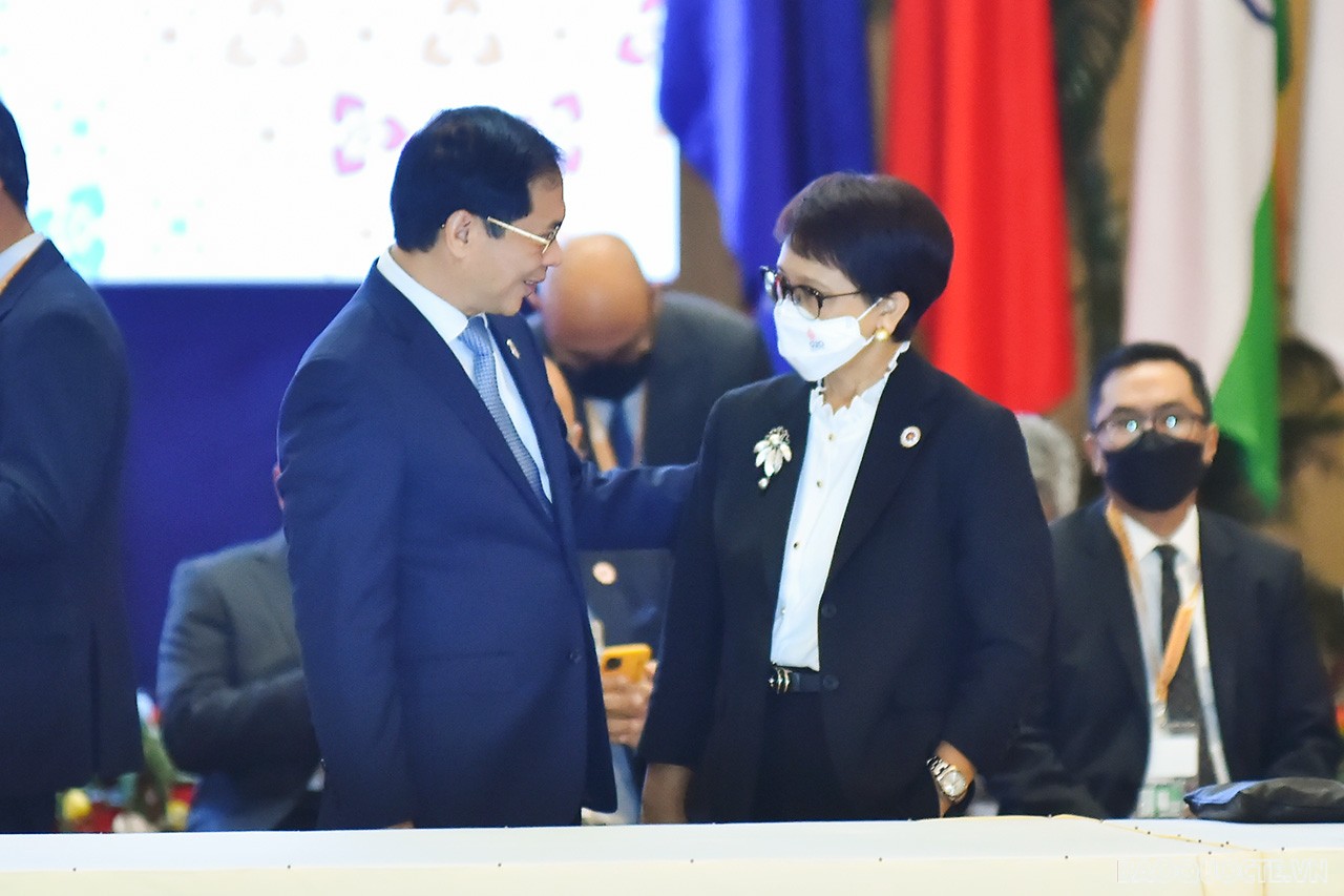 Toàn cảnh Bộ trưởng Ngoại giao Bùi Thanh Sơn tham dự ngày làm việc cuối cùng tại AMM-55