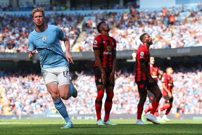 De Bruyne thăng hoa trong chiến thắng của Man City (Ảnh: Getty).