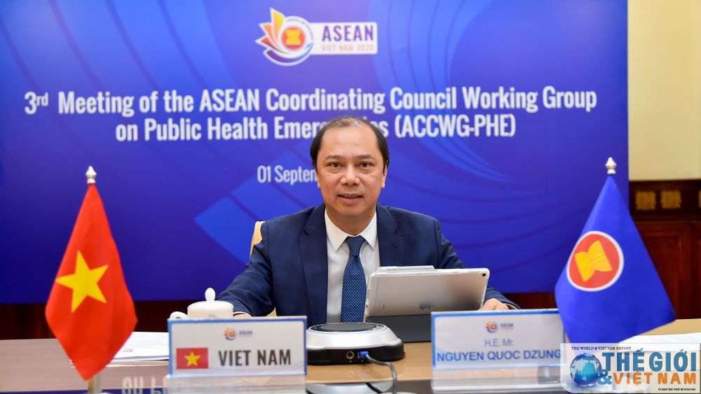 Thứ trưởng Ngoại giao, Trưởng SOM ASEAN-Việt Nam Nguyễn Quốc Dũng triệu tập Cuộc họp ACCWG-PHE lần thứ 3. (Ảnh: Tuấn Anh) som-thanh-lap-kho-du-tru-vat-tu-y-te-khu-vuc-asean-1