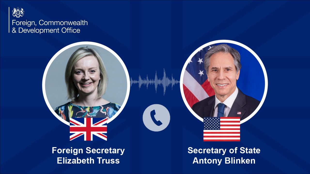 Ngoại trưởng Anh Liz Truss cho biết, bà đã thảo luận với người đồng cấp Mỹ Antony Blinken về thỏa thuận đối tác quốc phòng và an ninh Australia - Anh - Mỹ ở khu vực Ấn Độ Dương-Thái Bình Dương (AUKUS). (Nguồn: twitter) Ngoại trưởng Anh Liz Truss cho biết, bà đã thảo luận với người đồng cấp Mỹ Antony Blinken về thỏa thuận đối tác quốc phòng và an ninh Australia - Anh - Mỹ ở khu vực Ấn Độ Dương-Thái Bình Dương (AUKUS). (Nguồn: twitter)