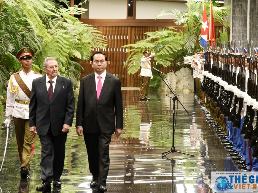 Chủ tịch nước Trần Đại Quang hội đàm với Chủ tịch Cuba Raul Castro