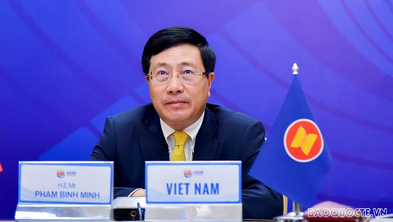 Ngày 1/12/2020, Phó Thủ tướng, Bộ trưởng Ngoại giao Phạm Bình Minh dự ASEAN-EU. (Ảnh: Tuấn Anh) Ngày 1/12/2020, Phó Thủ tướng, Bộ trưởng Ngoại giao Phạm Bình Minh dự ASEAN-EU. (Ảnh: Tuấn Anh)