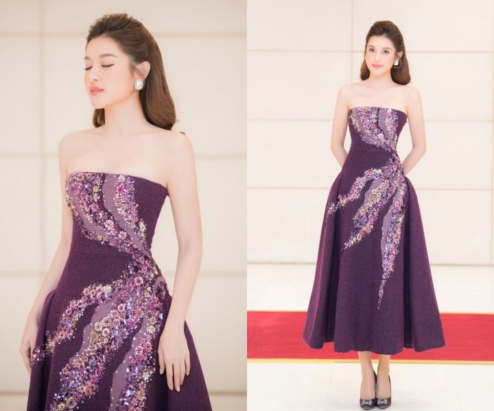 Hoàng Thuỳ Linh, Ngọc Trinh quyến rũ với đầm đỏ cắt xẻ táo bạo