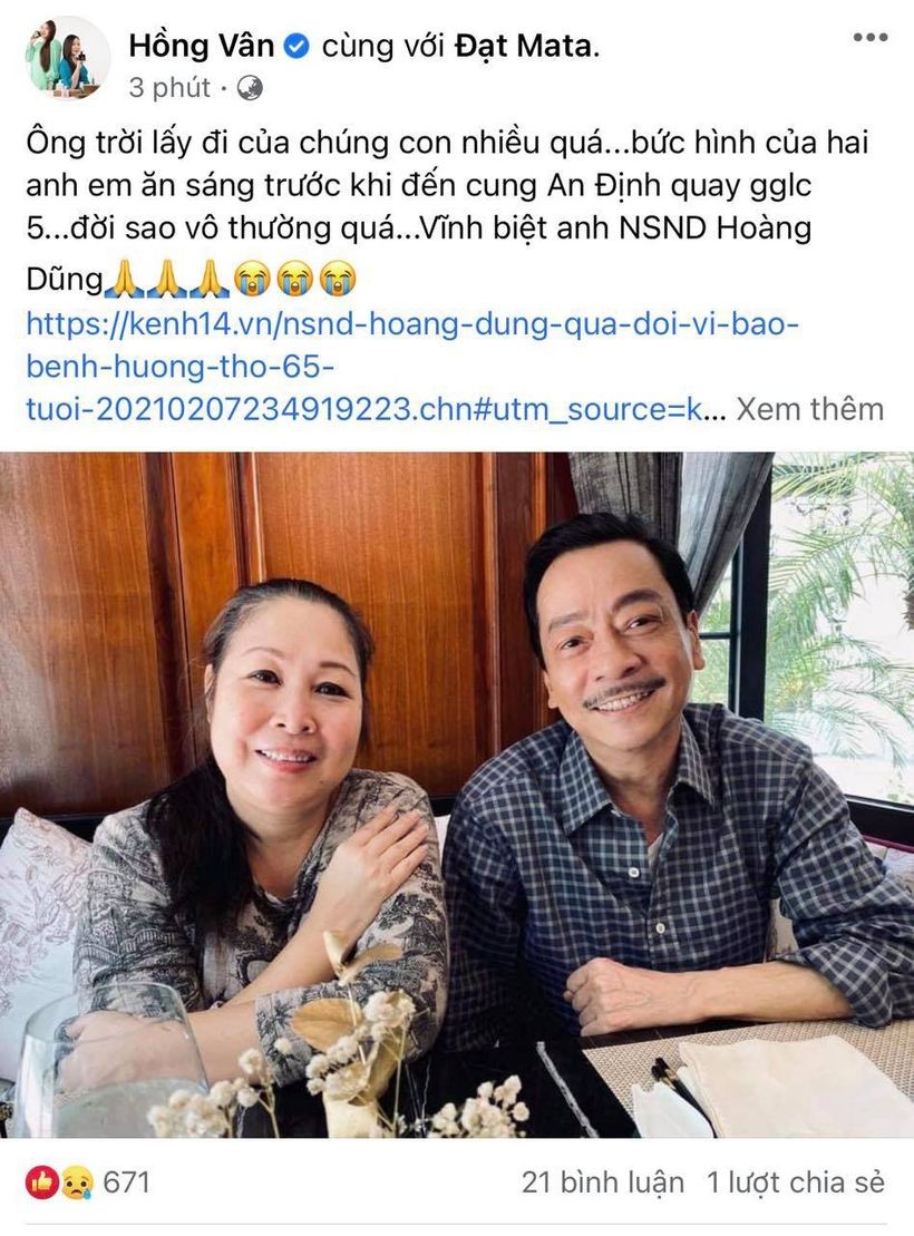 Nghệ sĩ thương tiếc 'ông Trùm' Hoàng Dũng