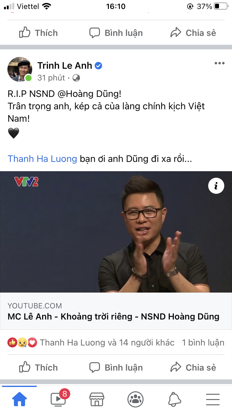 Nghệ sĩ thương tiếc 'ông Trùm' Hoàng Dũng