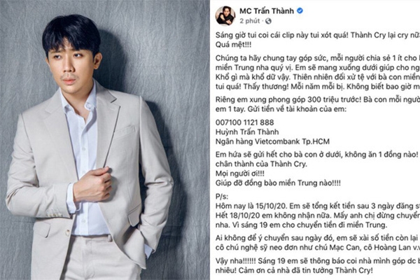 Vì sao Trấn Thành không gửi 4,7 tỷ đồng từ thiện cho Thủy Tiên?