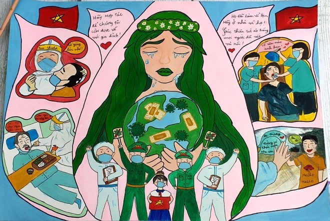 Xúc động những bức tranh bé gái vẽ...